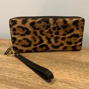 Michael Kors Leopard Calf Hair Wristlet